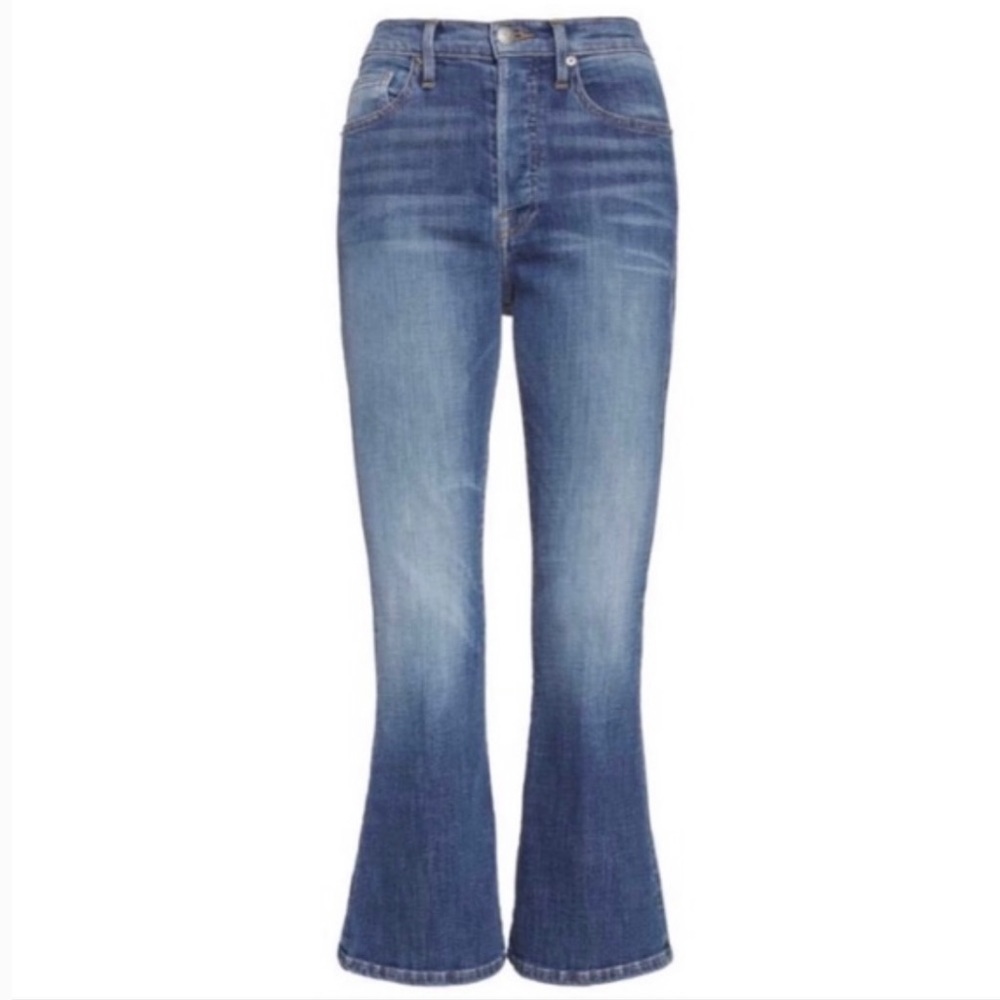 FRAME Le Crop Flare High Rise Jeans in Sunrise Park